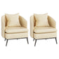 Genuine Leather Accent Armchair Basic Four Legs Pillow Back Chair 23.6"L x 23.6"W x 29.5"H Off-White 2 Piece Set Clearhalo 'Accent Chairs' 'accent_chairs' 'Chairs & Seating' 'furn' 'furn_accent_chairs' 'Furniture' 'Living Room Furniture' 6656116