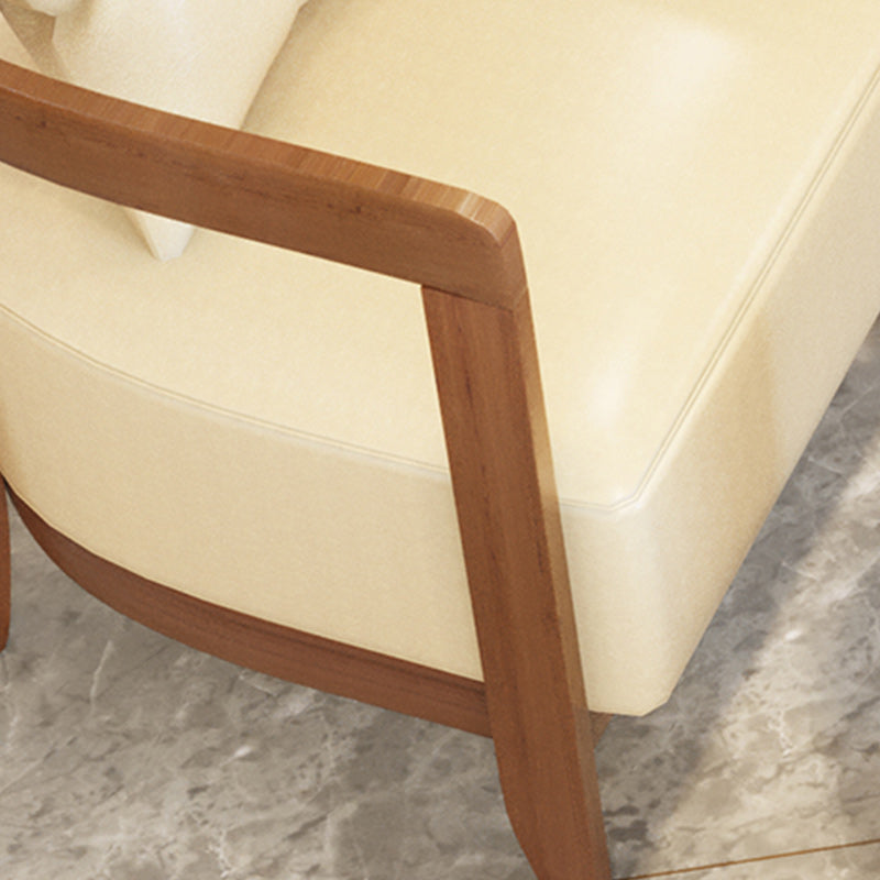 Genuine Leather Accent Armchair Basic Four Legs Pillow Back Chair Clearhalo 'Accent Chairs' 'accent_chairs' 'Chairs & Seating' 'furn' 'furn_accent_chairs' 'Furniture' 'Living Room Furniture' 6656119