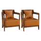 Genuine Leather Accent Armchair Basic Four Legs Pillow Back Chair 24.4"L x 24.4"W x 29.5"H Light Brown 2 Piece Set Clearhalo 'Accent Chairs' 'accent_chairs' 'Chairs & Seating' 'furn' 'furn_accent_chairs' 'Furniture' 'Living Room Furniture' 6656120