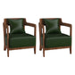 Genuine Leather Accent Armchair Basic Four Legs Pillow Back Chair 24.4"L x 24.4"W x 29.5"H Blackish Green 2 Piece Set Clearhalo 'Accent Chairs' 'accent_chairs' 'Chairs & Seating' 'furn' 'furn_accent_chairs' 'Furniture' 'Living Room Furniture' 6656124