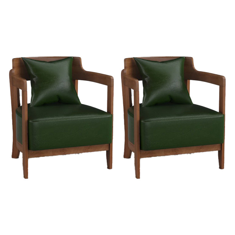 Genuine Leather Accent Armchair Basic Four Legs Pillow Back Chair 24.4"L x 24.4"W x 29.5"H Blackish Green 2 Piece Set Clearhalo 'Accent Chairs' 'accent_chairs' 'Chairs & Seating' 'furn' 'furn_accent_chairs' 'Furniture' 'Living Room Furniture' 6656124