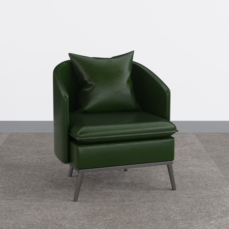 Genuine Leather Accent Armchair Basic Four Legs Pillow Back Chair Clearhalo 'Accent Chairs' 'accent_chairs' 'Chairs & Seating' 'furn' 'furn_accent_chairs' 'Furniture' 'Living Room Furniture' 6656129