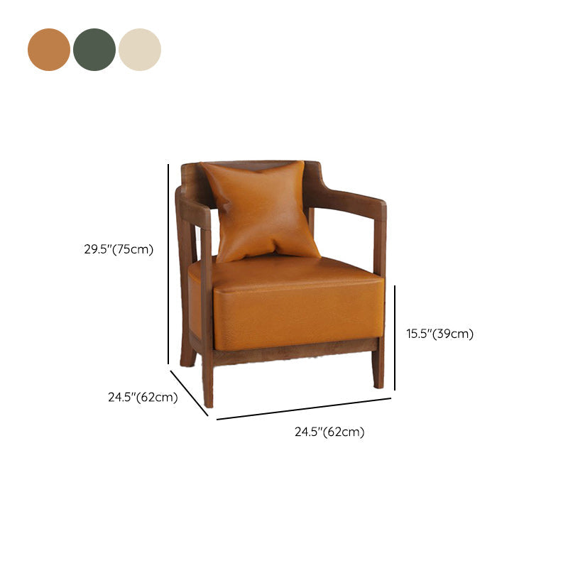Genuine Leather Accent Armchair Basic Four Legs Pillow Back Chair Clearhalo 'Accent Chairs' 'accent_chairs' 'Chairs & Seating' 'furn' 'furn_accent_chairs' 'Furniture' 'Living Room Furniture' 6656130