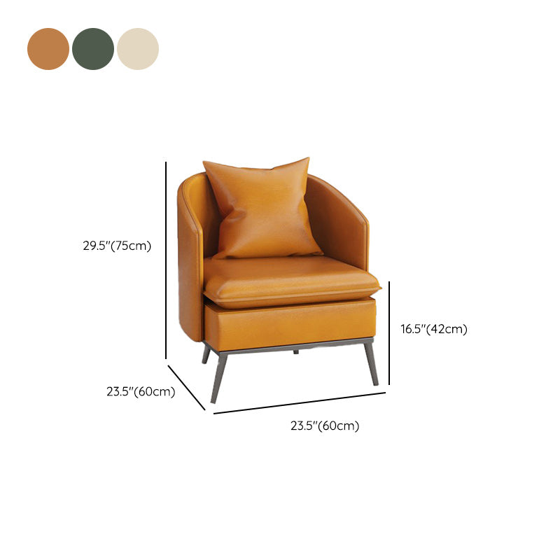 Genuine Leather Accent Armchair Basic Four Legs Pillow Back Chair Clearhalo 'Accent Chairs' 'accent_chairs' 'Chairs & Seating' 'furn' 'furn_accent_chairs' 'Furniture' 'Living Room Furniture' 6656131