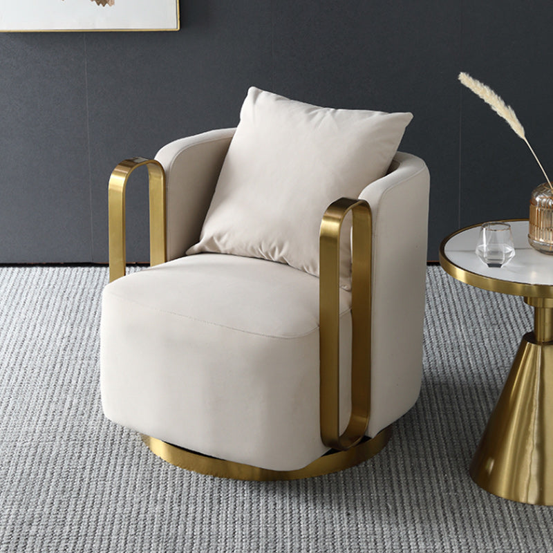 Glam Arm Chair Pillow Back Gold Base Arms Included Living Room Armchair Clearhalo 'Accent Chairs' 'accent_chairs' 'Chairs & Seating' 'furn' 'furn_accent_chairs' 'Furniture' 'Living Room Furniture' 6656132