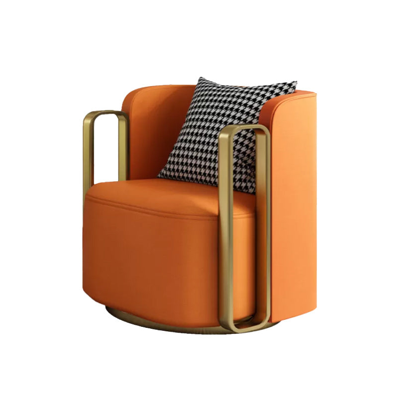 Glam Arm Chair Pillow Back Gold Base Arms Included Living Room Armchair Orange 1 Piece Clearhalo 'Accent Chairs' 'accent_chairs' 'Chairs & Seating' 'furn' 'furn_accent_chairs' 'Furniture' 'Living Room Furniture' 6656133