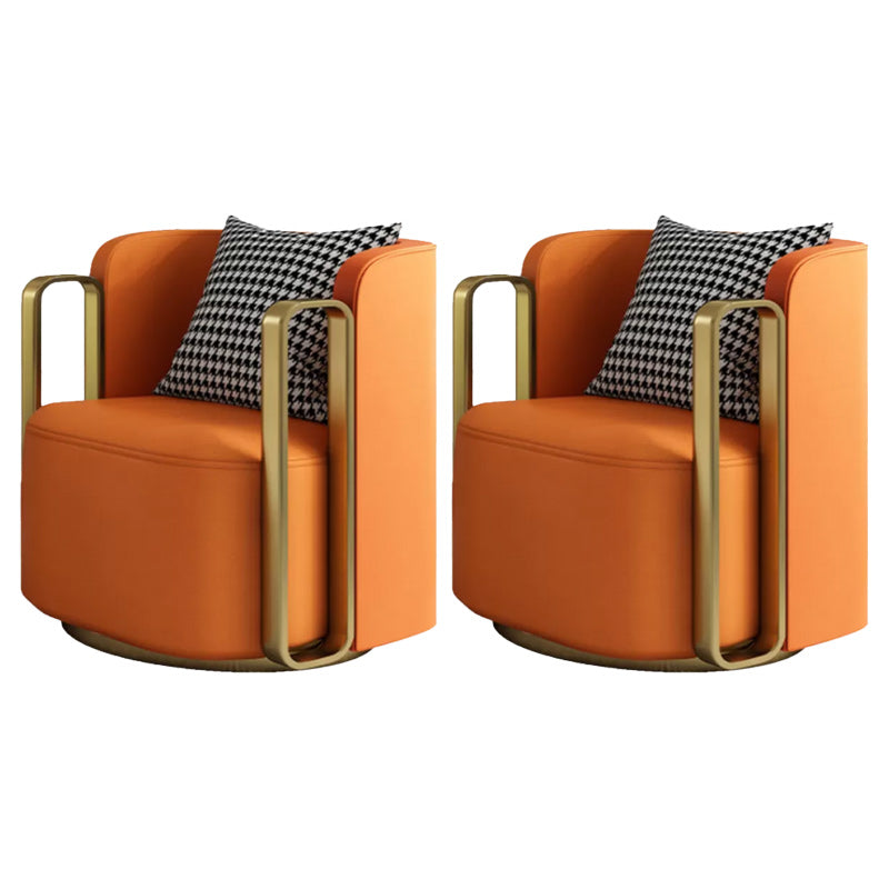 Glam Arm Chair Pillow Back Gold Base Arms Included Living Room Armchair Orange 2 Piece Set Clearhalo 'Accent Chairs' 'accent_chairs' 'Chairs & Seating' 'furn' 'furn_accent_chairs' 'Furniture' 'Living Room Furniture' 6656134