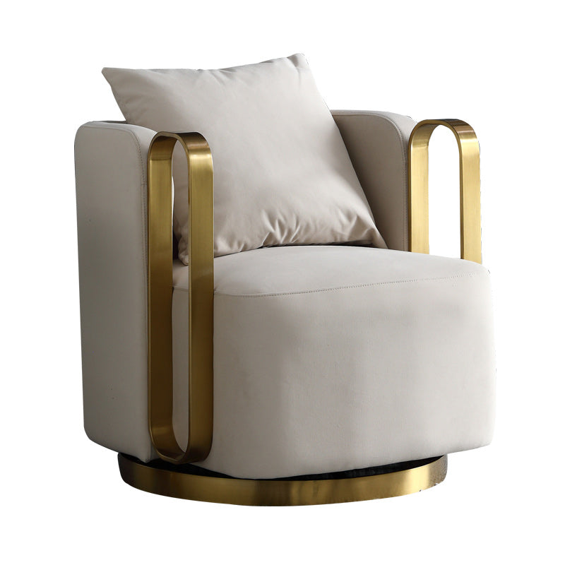 Glam Arm Chair Pillow Back Gold Base Arms Included Living Room Armchair Clearhalo 'Accent Chairs' 'accent_chairs' 'Chairs & Seating' 'furn' 'furn_accent_chairs' 'Furniture' 'Living Room Furniture' 6656141