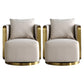 Glam Arm Chair Pillow Back Gold Base Arms Included Living Room Armchair Off-White Flannel 2 Piece Set Clearhalo 'Accent Chairs' 'accent_chairs' 'Chairs & Seating' 'furn' 'furn_accent_chairs' 'Furniture' 'Living Room Furniture' 6656142
