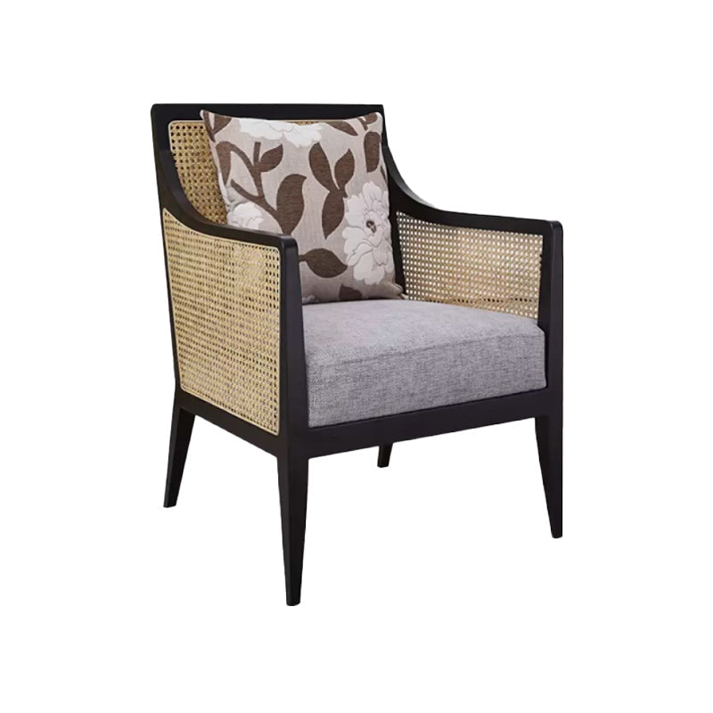 Upholstered Fabric Accent Armchair Solid Wood 24.01" Wide Armchair Black Cotton Blend 1 Piece Clearhalo 'Accent Chairs' 'accent_chairs' 'Chairs & Seating' 'furn' 'furn_accent_chairs' 'Furniture' 'Living Room Furniture' 6656152