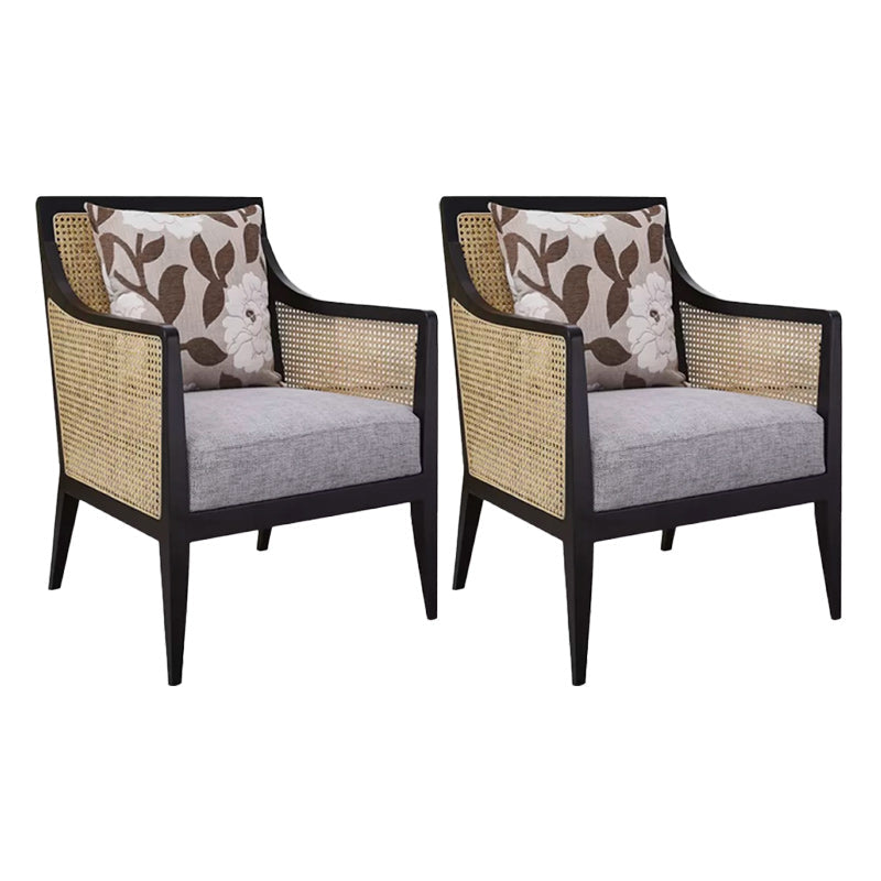 Upholstered Fabric Accent Armchair Solid Wood 24.01" Wide Armchair Black Cotton Blend 2 Piece Set Clearhalo 'Accent Chairs' 'accent_chairs' 'Chairs & Seating' 'furn' 'furn_accent_chairs' 'Furniture' 'Living Room Furniture' 6656154