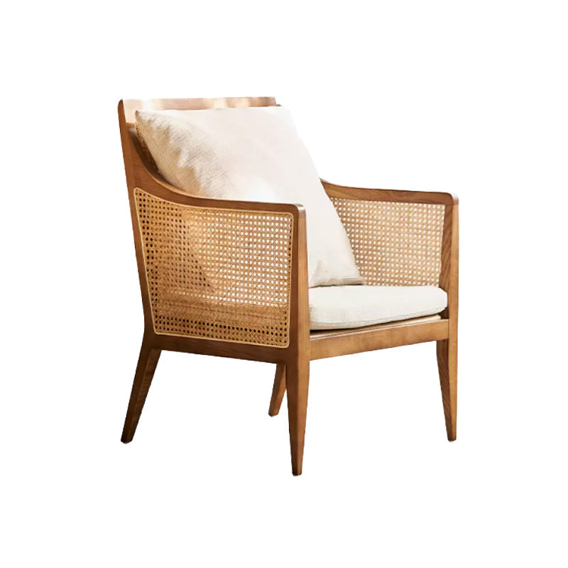 Upholstered Fabric Accent Armchair Solid Wood 24.01" Wide Armchair Brown Cotton Blend 1 Piece Clearhalo 'Accent Chairs' 'accent_chairs' 'Chairs & Seating' 'furn' 'furn_accent_chairs' 'Furniture' 'Living Room Furniture' 6656156