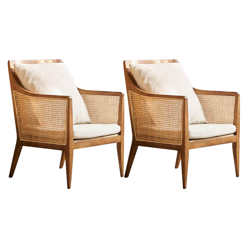 Upholstered Fabric Accent Armchair Solid Wood 24.01" Wide Armchair Brown Cotton Blend 2 Piece Set Clearhalo 'Accent Chairs' 'accent_chairs' 'Chairs & Seating' 'furn' 'furn_accent_chairs' 'Furniture' 'Living Room Furniture' 6656157