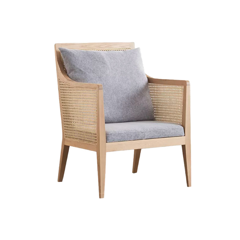 Upholstered Fabric Accent Armchair Solid Wood 24.01" Wide Armchair Natural Cotton Blend 1 Piece Clearhalo 'Accent Chairs' 'accent_chairs' 'Chairs & Seating' 'furn' 'furn_accent_chairs' 'Furniture' 'Living Room Furniture' 6656159