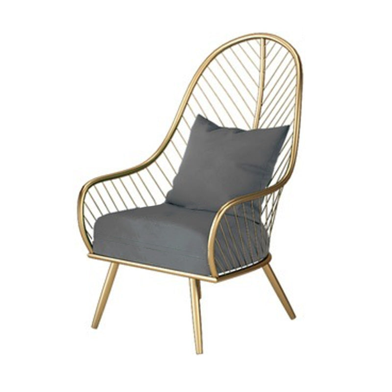 Glam Accent Chair Living Room Reclining Basic Four Legs Pillow Back Parsons Chair Grey 1 Piece Clearhalo 'Accent Chairs' 'accent_chairs' 'Chairs & Seating' 'furn' 'furn_accent_chairs' 'Furniture' 'Living Room Furniture' 6656185