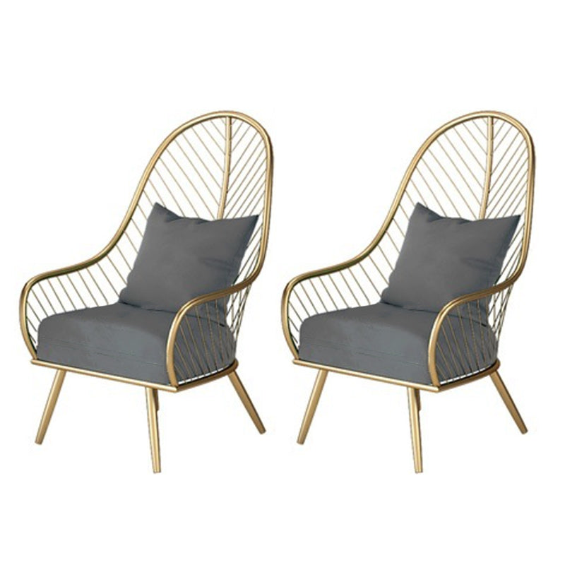 Glam Accent Chair Living Room Reclining Basic Four Legs Pillow Back Parsons Chair Grey 2 Piece Set Clearhalo 'Accent Chairs' 'accent_chairs' 'Chairs & Seating' 'furn' 'furn_accent_chairs' 'Furniture' 'Living Room Furniture' 6656186