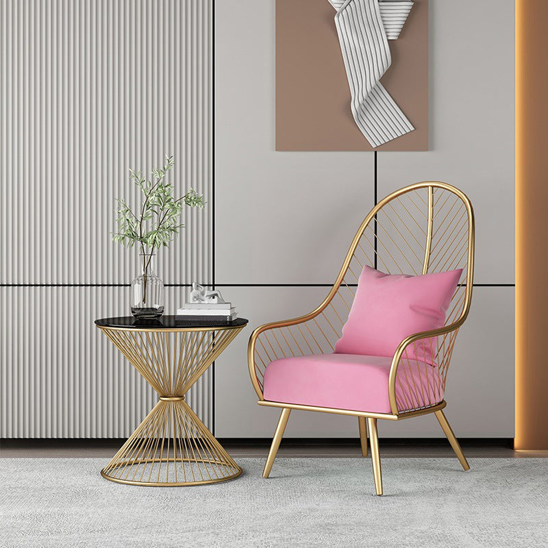 Glam Accent Chair Living Room Reclining Basic Four Legs Pillow Back Parsons Chair Clearhalo 'Accent Chairs' 'accent_chairs' 'Chairs & Seating' 'furn' 'furn_accent_chairs' 'Furniture' 'Living Room Furniture' 6656187