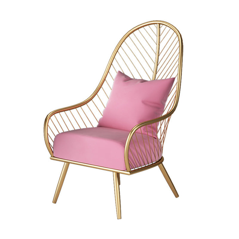 Glam Accent Chair Living Room Reclining Basic Four Legs Pillow Back Parsons Chair Pink 1 Piece Clearhalo 'Accent Chairs' 'accent_chairs' 'Chairs & Seating' 'furn' 'furn_accent_chairs' 'Furniture' 'Living Room Furniture' 6656188