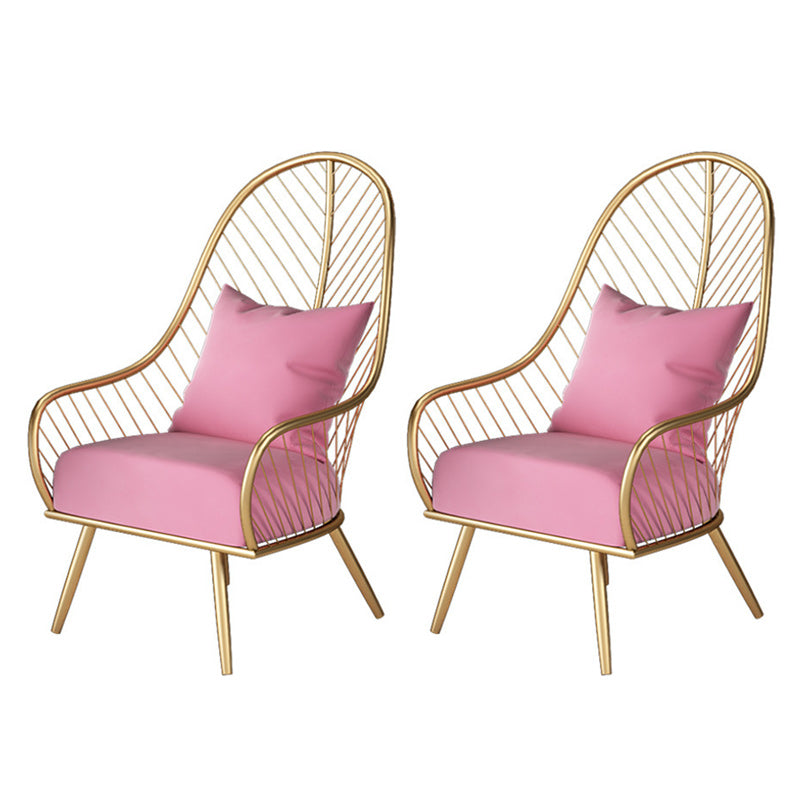 Glam Accent Chair Living Room Reclining Basic Four Legs Pillow Back Parsons Chair Pink 2 Piece Set Clearhalo 'Accent Chairs' 'accent_chairs' 'Chairs & Seating' 'furn' 'furn_accent_chairs' 'Furniture' 'Living Room Furniture' 6656191