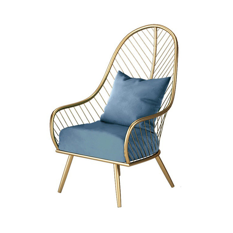 Glam Accent Chair Living Room Reclining Basic Four Legs Pillow Back Parsons Chair Blue 1 Piece Clearhalo 'Accent Chairs' 'accent_chairs' 'Chairs & Seating' 'furn' 'furn_accent_chairs' 'Furniture' 'Living Room Furniture' 6656193