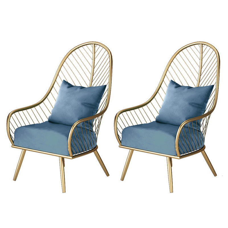 Glam Accent Chair Living Room Reclining Basic Four Legs Pillow Back Parsons Chair Blue 2 Piece Set Clearhalo 'Accent Chairs' 'accent_chairs' 'Chairs & Seating' 'furn' 'furn_accent_chairs' 'Furniture' 'Living Room Furniture' 6656195