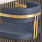 Tabouret de bar en cuir avec dossier Glam, tabouret de comptoir pour salon avec pieds noirs