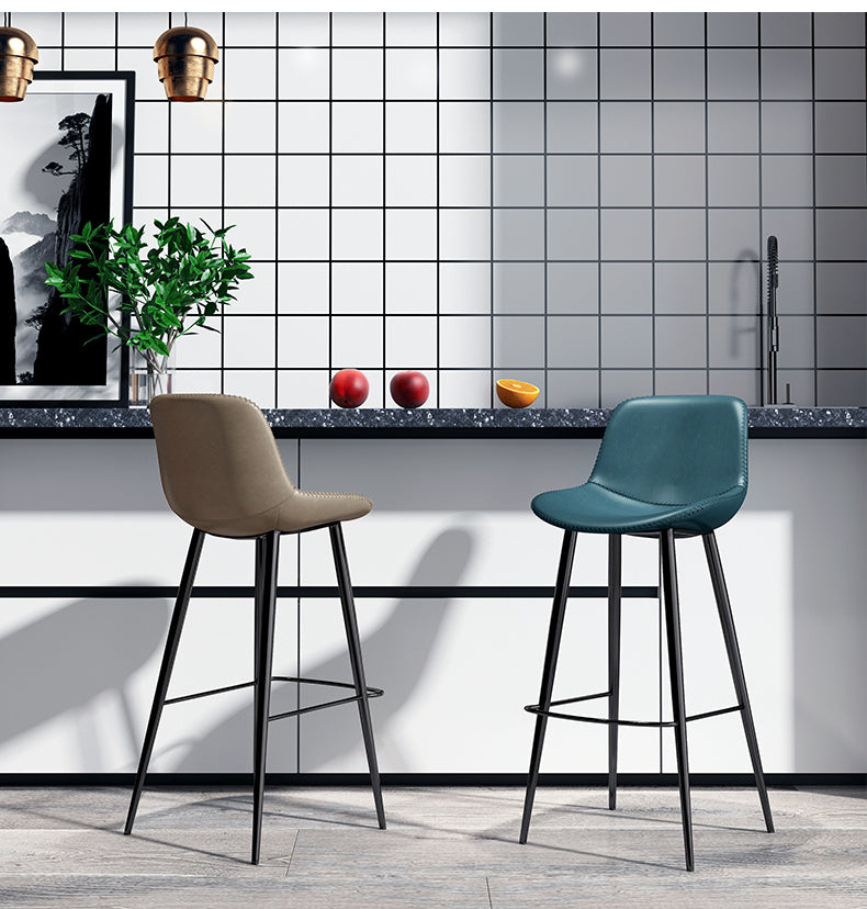 Lederen barkruk moderne rugleuning kruk voor bristol met metalen benen