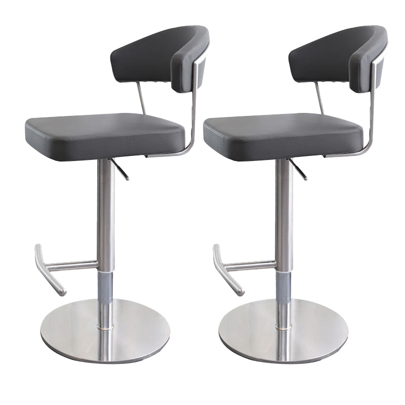 Leather Bar Stool Adjustable Backrest Counter Stool for Bristol With Cushion Gray 2 Piece Set Clearhalo 'Bar Furniture' 'Bar Stools' 'bar_stools' 'furn' 'furn_bar_stools' 'Furniture' 'Kitchen & Dining Furniture' 6661323