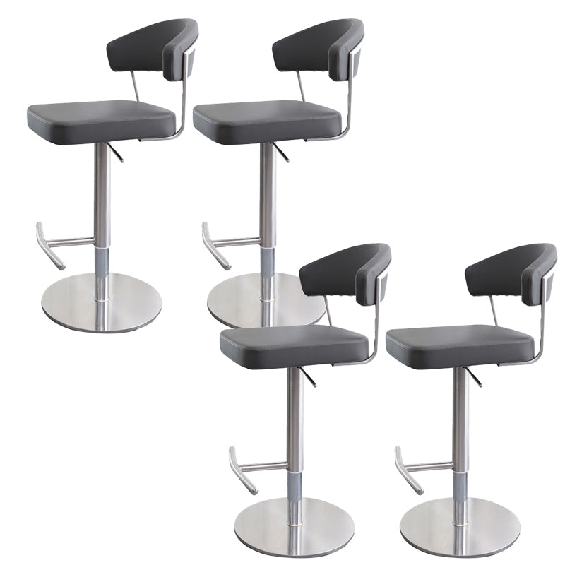 Leather Bar Stool Adjustable Backrest Counter Stool for Bristol With Cushion Gray 4 Piece Set Clearhalo 'Bar Furniture' 'Bar Stools' 'bar_stools' 'furn' 'furn_bar_stools' 'Furniture' 'Kitchen & Dining Furniture' 6661325