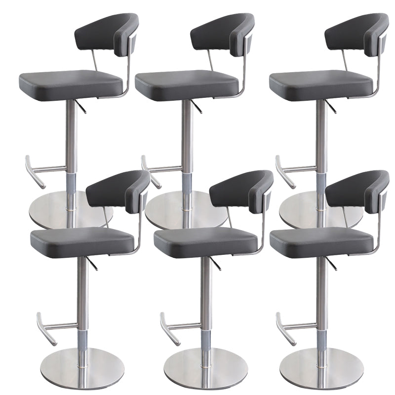 Leather Bar Stool Adjustable Backrest Counter Stool for Bristol With Cushion Gray 6 Piece Set Clearhalo 'Bar Furniture' 'Bar Stools' 'bar_stools' 'furn' 'furn_bar_stools' 'Furniture' 'Kitchen & Dining Furniture' 6661327