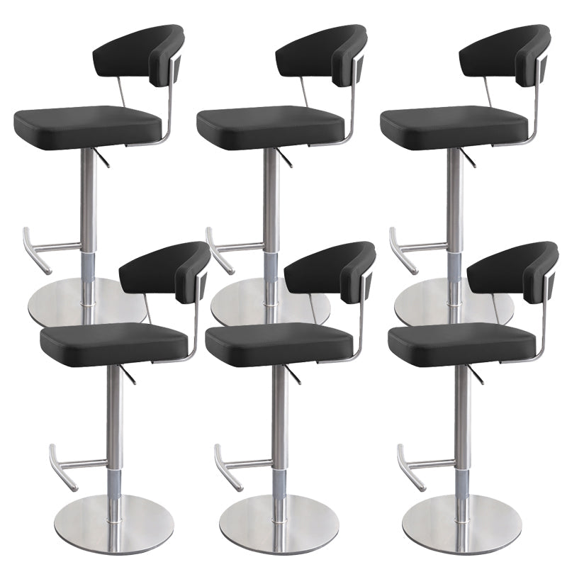 Leather Bar Stool Adjustable Backrest Counter Stool for Bristol With Cushion Black 6 Piece Set Clearhalo 'Bar Furniture' 'Bar Stools' 'bar_stools' 'furn' 'furn_bar_stools' 'Furniture' 'Kitchen & Dining Furniture' 6661337