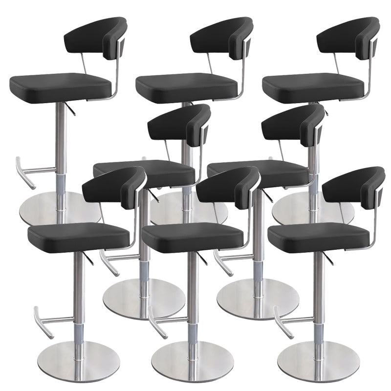 Leather Bar Stool Adjustable Backrest Counter Stool for Bristol With Cushion Black 8 Piece Set Clearhalo 'Bar Furniture' 'Bar Stools' 'bar_stools' 'furn' 'furn_bar_stools' 'Furniture' 'Kitchen & Dining Furniture' 6661338