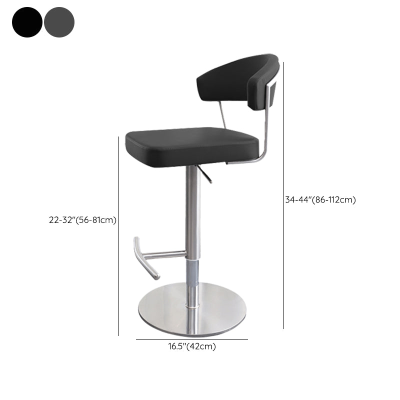 Leather Bar Stool Adjustable Backrest Counter Stool for Bristol With Cushion Clearhalo 'Bar Furniture' 'Bar Stools' 'bar_stools' 'furn' 'furn_bar_stools' 'Furniture' 'Kitchen & Dining Furniture' 6661339
