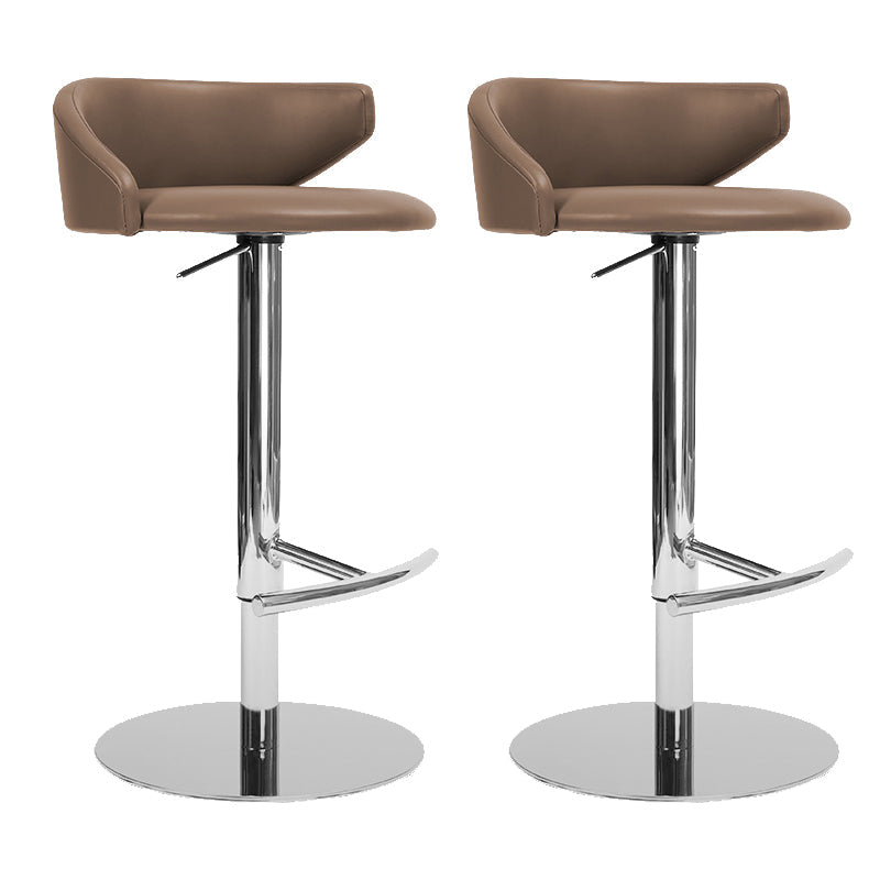 Industrial Leather Bar Stool Adjustable Height Counter Stool for Bristol Brown 2 Piece Set Clearhalo 'Bar Furniture' 'Bar Stools' 'bar_stools' 'furn' 'furn_bar_stools' 'Furniture' 'Kitchen & Dining Furniture' 6661363