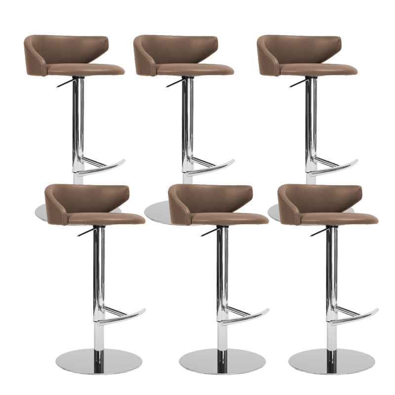 Industrial Leather Bar Stool Adjustable Height Counter Stool for Bristol Brown 6 Piece Set Clearhalo 'Bar Furniture' 'Bar Stools' 'bar_stools' 'furn' 'furn_bar_stools' 'Furniture' 'Kitchen & Dining Furniture' 6661366