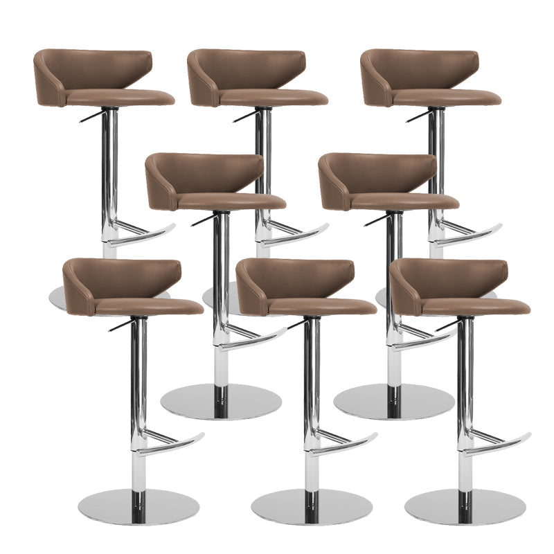 Industrial Leather Bar Stool Adjustable Height Counter Stool for Bristol Brown 8 Piece Set Clearhalo 'Bar Furniture' 'Bar Stools' 'bar_stools' 'furn' 'furn_bar_stools' 'Furniture' 'Kitchen & Dining Furniture' 6661369