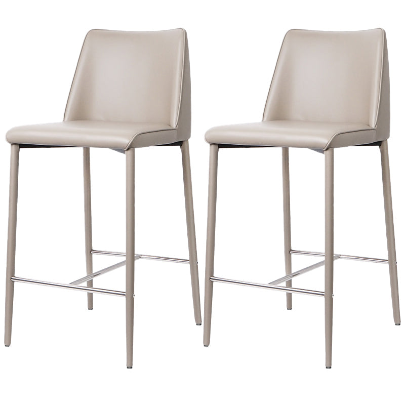 Modern Backrest Bar Stool Leather Metal Base Counter Stool for Living Room