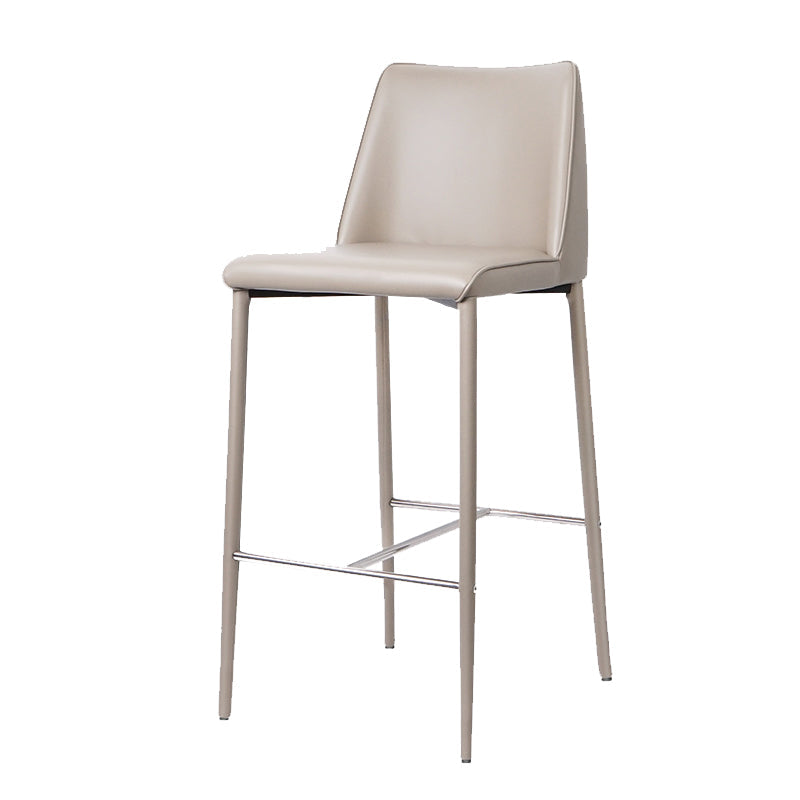 Modern Backrest Bar Stool Leather Metal Base Counter Stool for Living Room