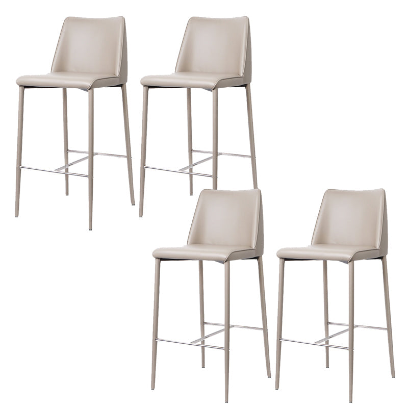 Modern Backrest Bar Stool Leather Metal Base Counter Stool for Living Room