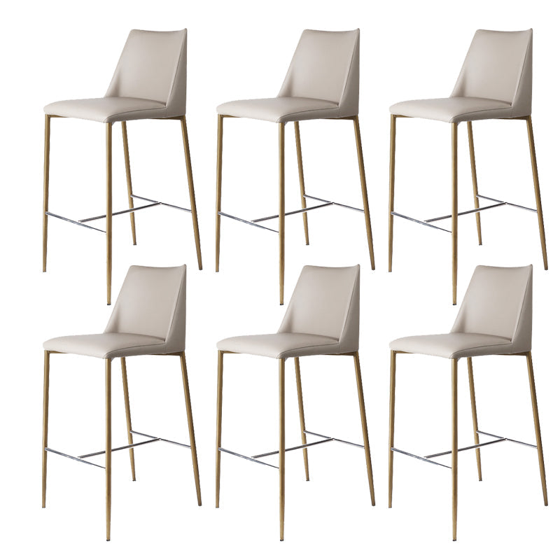 Modern Backrest Bar Stool Leather Metal Base Counter Stool for Living Room