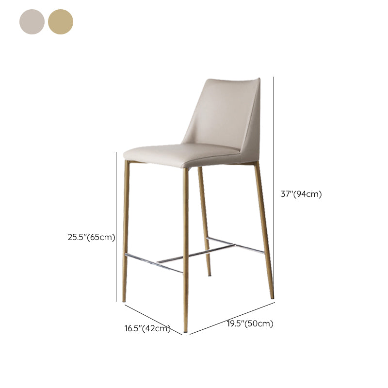Modern Backrest Bar Stool Leather Metal Base Counter Stool for Living Room