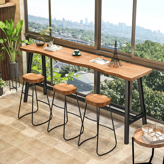 Contemporary Backless Dining Stools Wood Bar Stools with Footrest