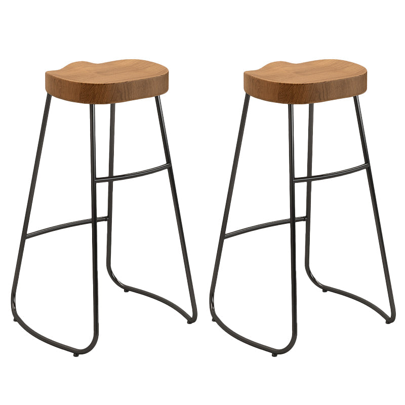 Contemporary Backless Dining Stools Wood Bar Stools with Footrest 2 Piece Set Clearhalo 'Bar Furniture' 'Bar Stools' 'bar_stools' 'furn' 'furn_bar_stools' 'Furniture' 'Kitchen & Dining Furniture' 6661440