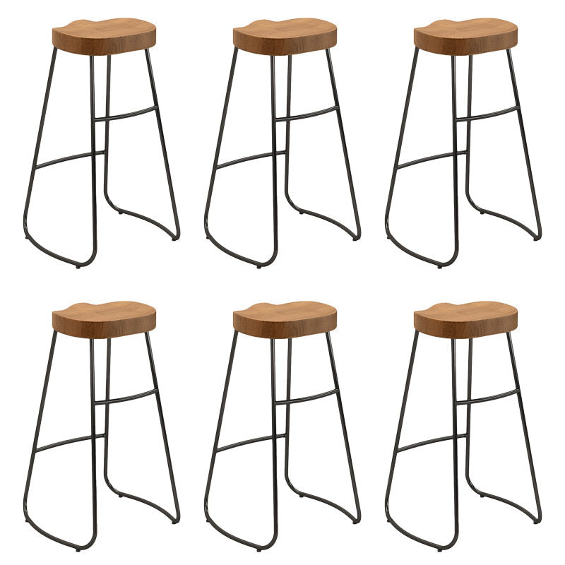Contemporary Backless Dining Stools Wood Bar Stools with Footrest 6 Piece Set Clearhalo 'Bar Furniture' 'Bar Stools' 'bar_stools' 'furn' 'furn_bar_stools' 'Furniture' 'Kitchen & Dining Furniture' 6661444