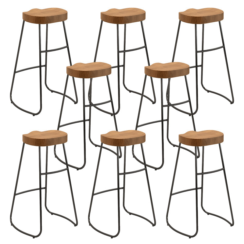 Contemporary Backless Dining Stools Wood Bar Stools with Footrest 8 Piece Set Clearhalo 'Bar Furniture' 'Bar Stools' 'bar_stools' 'furn' 'furn_bar_stools' 'Furniture' 'Kitchen & Dining Furniture' 6661446