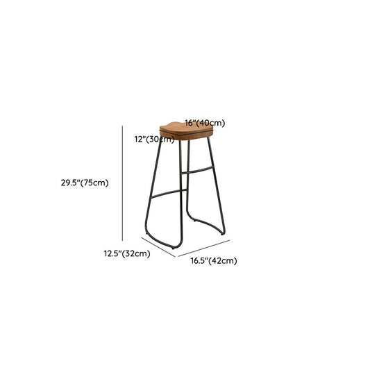 Contemporary Backless Dining Stools Wood Bar Stools with Footrest