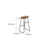 Contemporary Backless Dining Stools Wood Bar Stools with Footrest