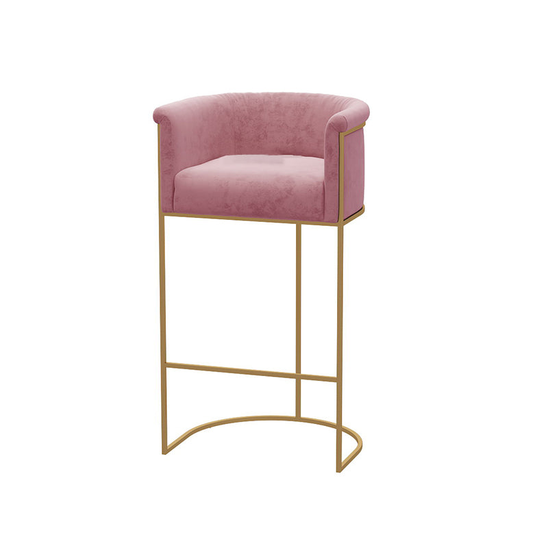 Glam Style Bar Stool Armed Upholstered Bar Stool for Dining Room Pink 1 Piece Clearhalo 'Bar Furniture' 'Bar Stools' 'bar_stools' 'furn' 'furn_bar_stools' 'Furniture' 'Kitchen & Dining Furniture' 6661488