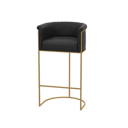 Glam Style Bar Stool Armed Upholstered Bar Stool for Dining Room Black 1 Piece Clearhalo 'Bar Furniture' 'Bar Stools' 'bar_stools' 'furn' 'furn_bar_stools' 'Furniture' 'Kitchen & Dining Furniture' 6661490