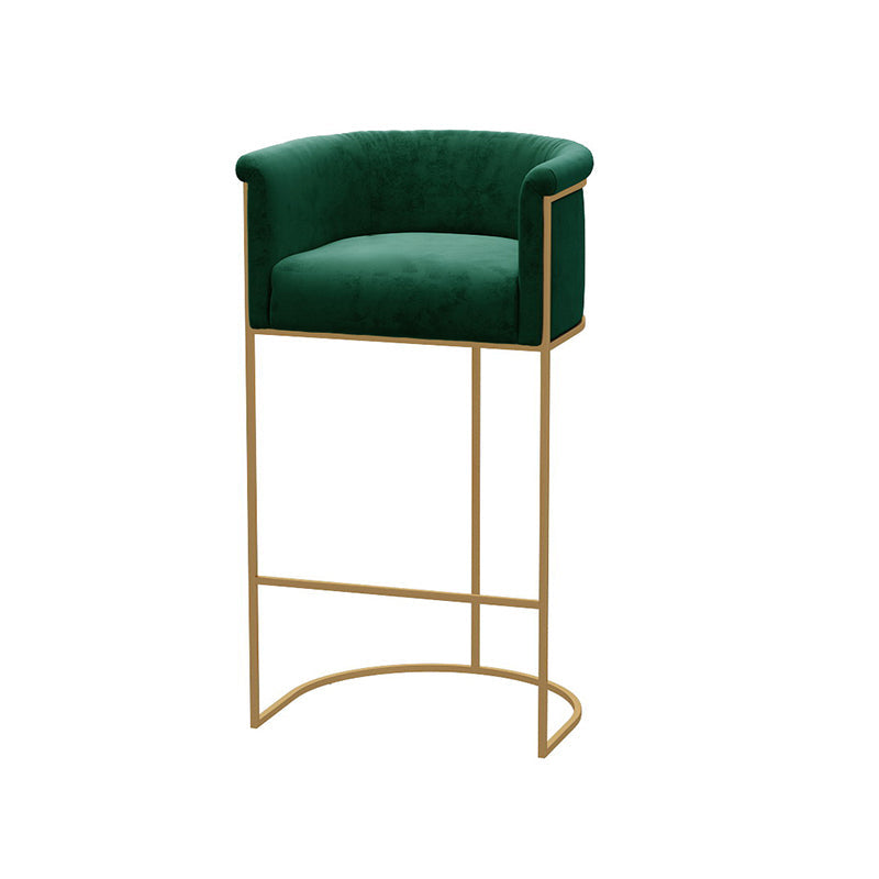 Glam Style Bar Stool Armed Upholstered Bar Stool for Dining Room Green 1 Piece Clearhalo 'Bar Furniture' 'Bar Stools' 'bar_stools' 'furn' 'furn_bar_stools' 'Furniture' 'Kitchen & Dining Furniture' 6661492